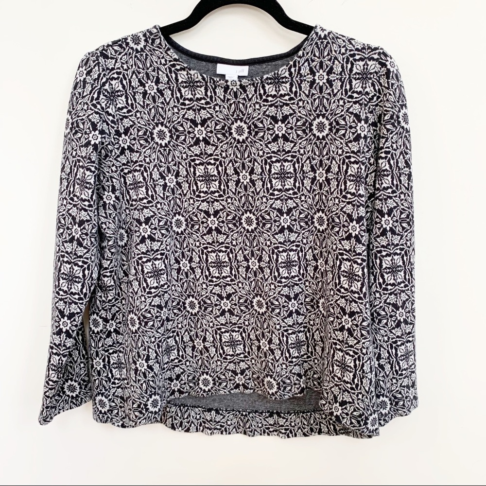 J Jill long Sleeve Hi-Low Black & White Sw…